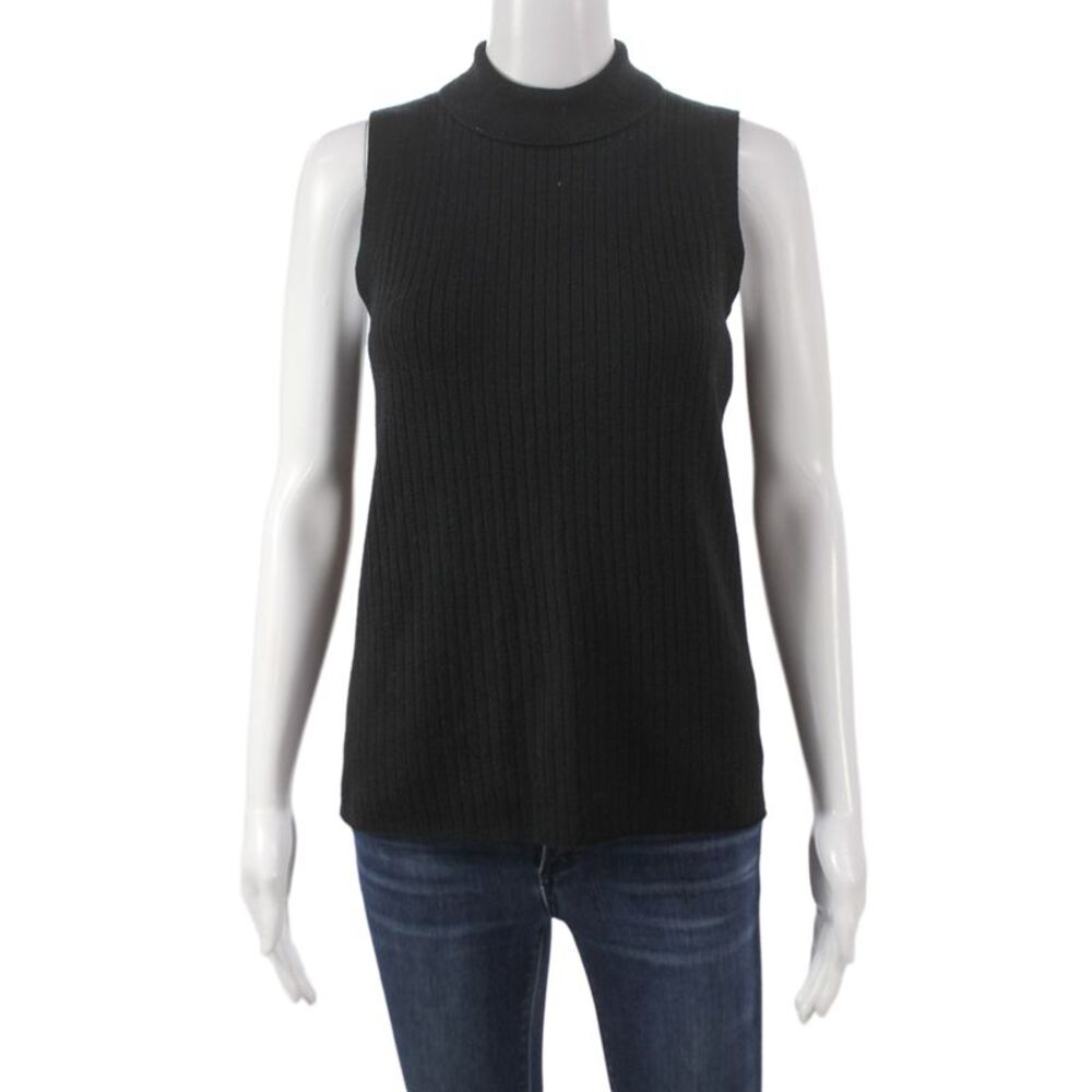 Everlane Women Black Mock Neck Sleeveless Pullover Sweater Wool Blend Size M